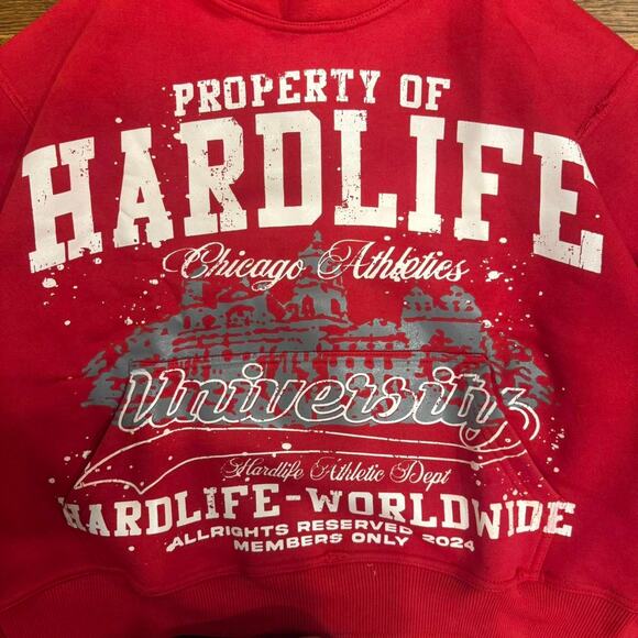 (S) Hardlife University Hoodie - Red (New with TAGS) - Picture 3 of 6
